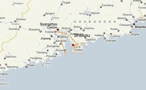 shekou, Čína mapě
