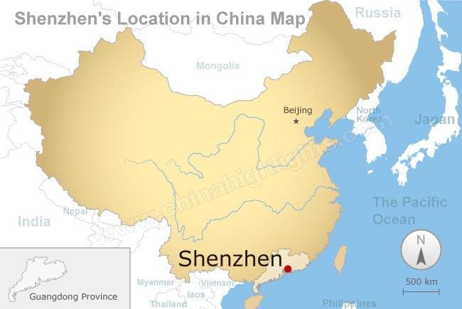 Shenzhen umístění v Číně mapě