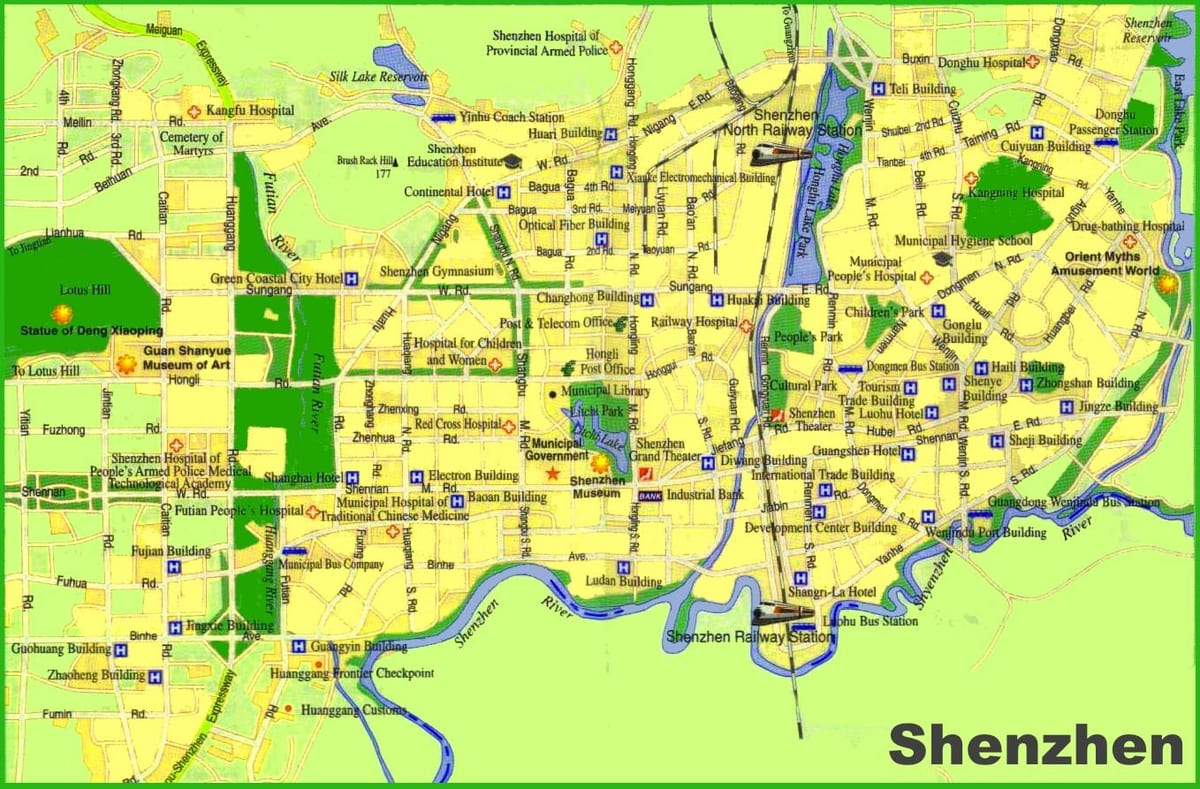 mapa Shenzhen atrakce