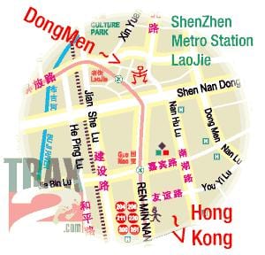 trh Shenzhen dongmen mapě