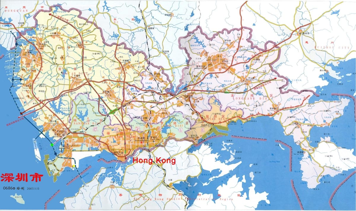 mapa Shenzhen ems Čína