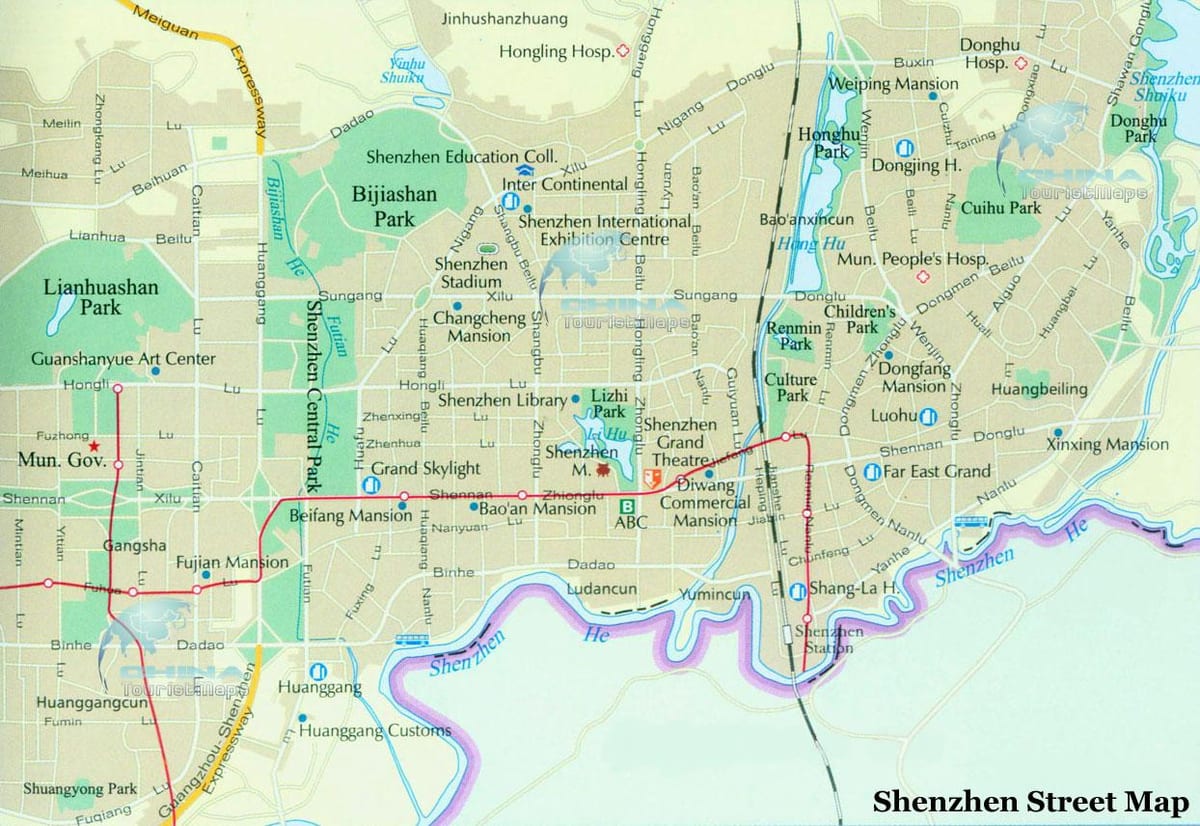mapa Shenzhen street