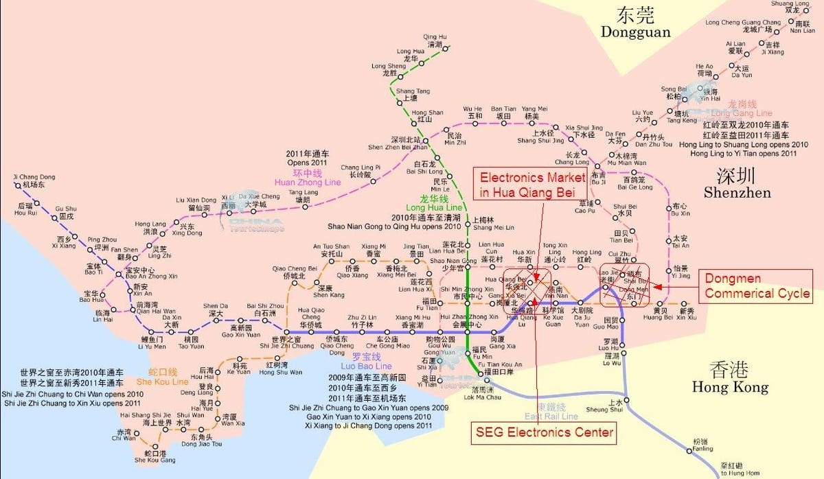 mapa Shenzhen trhu s elektronikou