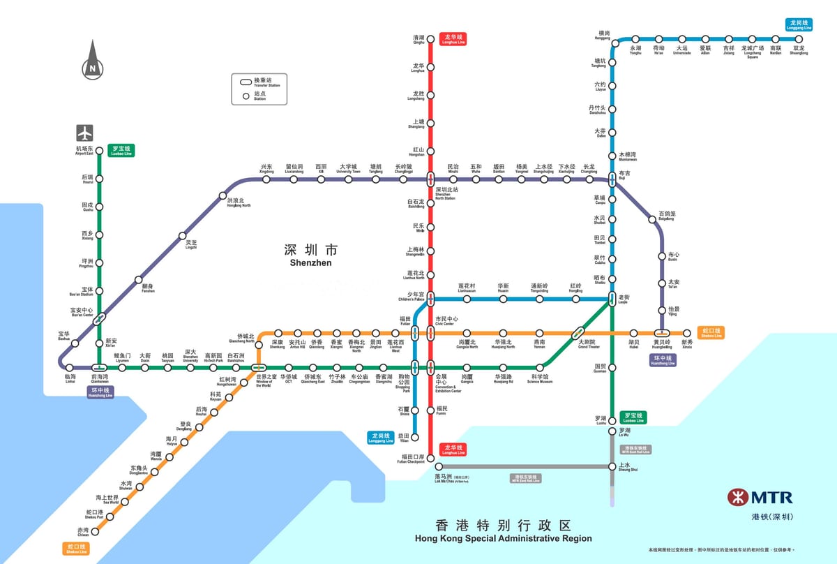 Shenzhen železniční mapě