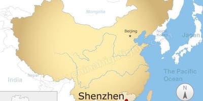 Shenzhen umístění v Číně mapě