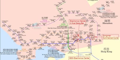 Mapa Shenzhen trhu s elektronikou